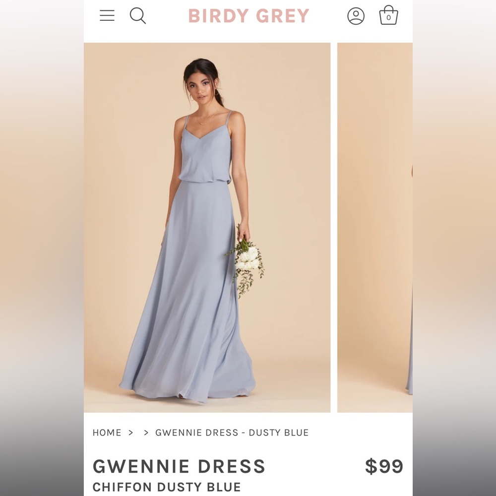 Birdie Grey Gwennie Dress in Dusty Blue Chiffon Size Medium